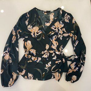 Dynamite Long Sleeved Floral Wrap Around Blouse